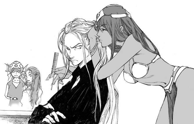 描くたびに再認識するけど姐さんホントきわどい格好ですな